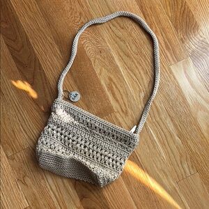 LE SAC Chic Beige Crochet Shoulder Bag